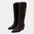 Boots Women Spring Autumn Leather Shoes Ladies Western Pointed Toe Long Boot