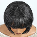 Black Pearl 8 Inch Grey Short Straight Bob Human Hair Wigs For Women Pixie Bob Wigs
