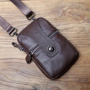 Leather Men Waist Bag Top Layer Casual Bag Wear Belt Vertical Shoulder Messenger Bag