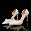 Full Pearl High Heel Sandals Women's Fine Heels Wedding Dress Bridal Party Summer Women Shoes