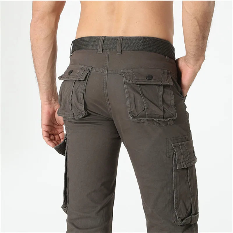 Autumn Winter Pants Men Cotton Cargo Pants Men Multi Pocket Straight Trousers Solid Trousers Man