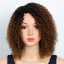 Kinky Curly Human Hair Wigs With Bangs Natural Black Jerry Curly Short Bob Wig For Women Friendly for Beginner
