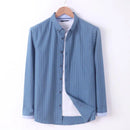 Spring Autumn Striped Shirt Men Frosted Casual Casual Shirts