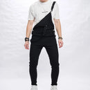 Autumn Stylish Men Simple Solid color Slim Bib Overalls Jumpsuits jeans Streetwear Male Strap Jeans