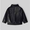 Boys Autumn Leather Jacket Autumn Children's Lapel Handsome Leather Coats