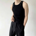 Personalized Design Men Leather Shoulder Loop Casual Knitted Sleeveless Summer
