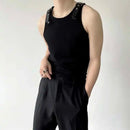 Personalized Design Men Leather Shoulder Loop Casual Knitted Sleeveless Summer
