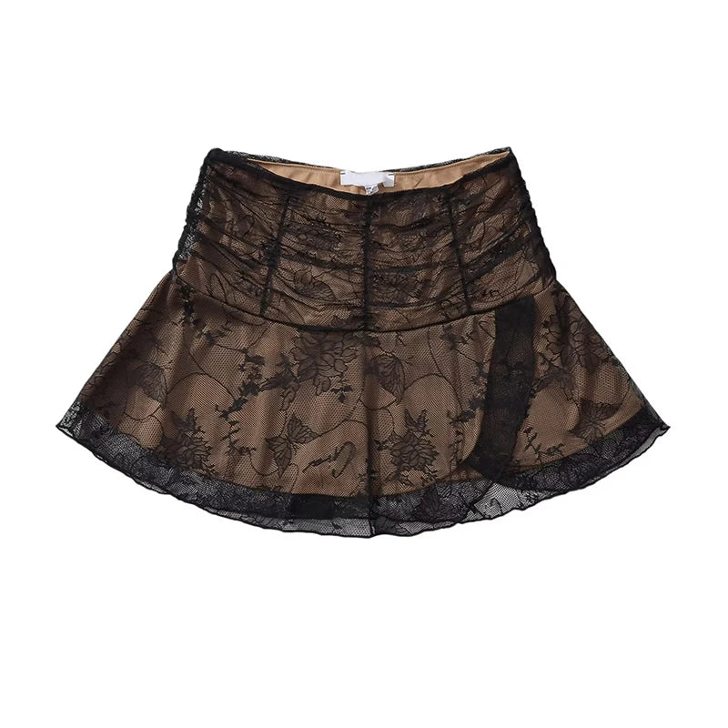 Sexy Women Low Waist Lace Mini Skirt