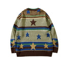 Striped Sweater Men Pentagram Comfortable Round Neck Loose High Street