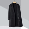 Men Wool Jacket Business Suit Collar Outdoor Job Warm Wool Coat Knee High Design Journey Light Winter Overcoat