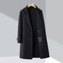 Men Wool Jacket Business Suit Collar Outdoor Job Warm Wool Coat Knee High Design Journey Light Winter Overcoat