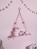 Pink Wooden Shelf Hanging Decoration Display Stand Wall Decor Floating Shelf Girls Kids Room
