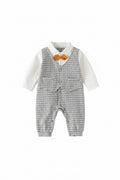 Baby Boys Gentleman Rompers Long Sleeve Cotton Infant Toddler Jumpsuit Newborn Formal Clothes