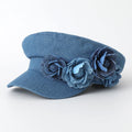 Elegant Flat Top Navy Hat Student Hat Small Crowned Face Small Sunshade Hat