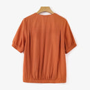 Summer Blouse Women Vintage Solid Cotton Shirt Casual Loose