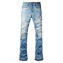 Men Boot Cut Denim Jeans Casual Classic Released Hem Pants Long-Legged Trousers
