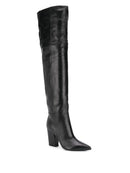 Women Long Boots Heels Leather Zipper Over The Knee Boots Autumn Winter Warm Shoes