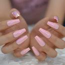 Close-up of hands with pink and purple gradient nails on a blurred background, Obroi