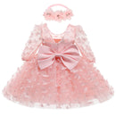 Baby Girl Dress Toddler Birthday Party Costume Long Sleeve Butterfly Sweet Princess Dresses Spring Summer Gauze Pink Midi Dress