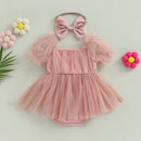 0-24M Newborn Infant Baby Girls Romper Jumpsuit Headband Princess Outfits Toddler Clothes
