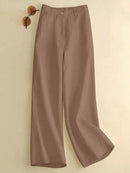 Women Elastic Waist Solid Ankle Length Palazzo Spring Elegant Casual Pant Street Loose Trousers