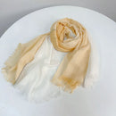 Thin Linen Striped Scarf Four Seasons Versatile Soft Neck Guard Silk Scarf Women's Travel Shawl Scarf