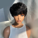 Mannequin head with a black wig on a white background, featuring the 'Obroi' brand.