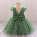 Flying Sleeve Bow Baby Girls Party Dress Toddler Birthday Wedding Princess Dresses for Girl Bridemaids