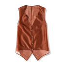 Brown sleeveless top with buttons on a white background, Obroi