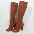Matte Knee High Boots Women Block High Heels Plush Warm Winter Boot Heeled