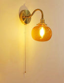 Wall Sconce with Switch Brass Wall Light Glass Globe Wall Lamp