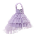 New Baby Summer Girls Purple Floral  Dress Princess Kids Sweet Party Dress