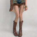 Stockings Women Geometric Striped Pantyhose Rattan Mesh Lace Gothic Cute Seamless Fishnet Legging