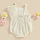 Newborn Baby Girl Romper Cotton Baby Girl Clothes Cute Sleeveless Crochet Flower Pleated Jumpsuits Outfits Sunsuit Baby Clothing