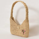 Embroidered Women Shoulder Bags Handmade Woven Straw Handbag Casual Summer Beach Bag Small Tote Bali Purse