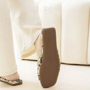 Women's Ethnic Linen Slippers Open Toe Flat Sole Breathable Lightweight Slipper