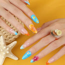 Pink Starfish Gradient French Nail Art Summer Chic False Nail Detachable Finished Fake Nails Press on Nails