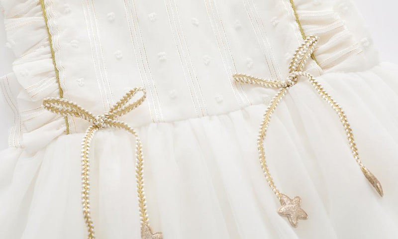 Baby Girl White Dress Babies Flying Sleeve Vest Dresses Toddler Summer Casual Clothes Ruffle 1-3 Years Frocks