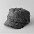 Ripped Hole Punk Flat Cap Man Rivet Distressed Hats