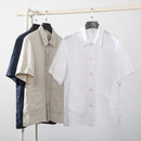 Linen Solid Color Linen Short-sleeved Shirt Men Summer Casual Thin Breathable General Shirt