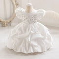 Summer Satin Baby Girls Crystal Embellished Dress Formal Holiday Ball Gown for Kids