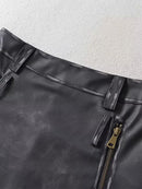 Women Autumn Street Style Leather Super Short Skirts Sexy Slim Mid Waist Chic Zipper Mini Skirt