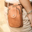 Full-Grain Leather Vertical Waist Pack Heavy-Duty Work Belt Bag for Men with Phone Sleeve & Tool Pockets