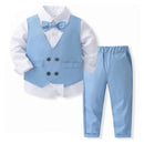 Autumn Baby Boy Clothing Set Blue Gentlemen Soild Long Sleeve TShirt+Pants Wedding New Year Kids Boy Outfits For 1-5Y Boy Suit