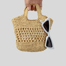 Woven Small Tote Bag Hollow Straw Handbags Handmade Summer Beach Shoulder Bags Mini Bali Purses