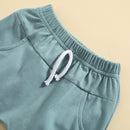 Baby Boy Summer Clothing Suit Patchwork Sleeveless Crew Neck Tank Tops Solid Shorts with Pockets Tracksuit Set