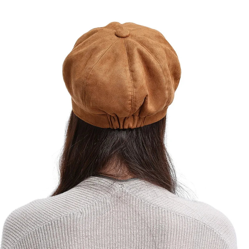 Ladies Peaked Beret Cap Octagonal Autumn Driving Hat Winter Stylish Artist Painter Newsboy Cap