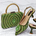 Women Shoes Heels and Bags Rhinestone Chain Ladies Wedding Party Elegant