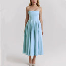 Light blue strapless dress on a plain background, Obroi