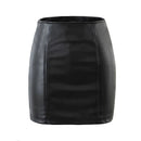 Women's Faux Leather Skirt High Street Sexy Side Zipper High waist Black Skinny Skirt Mini